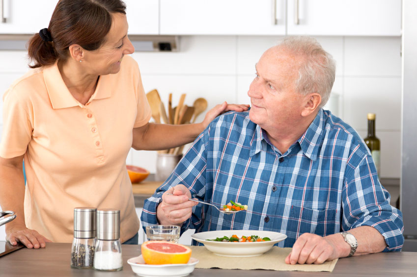 Meal being prepared for elderly man